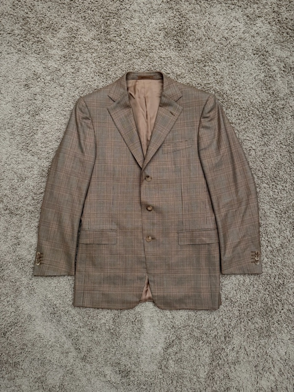 Vintage Ermenegildo Zegna Blazer 15 Milmil 15 Tan Plaid Wool Suit Jacket 50L